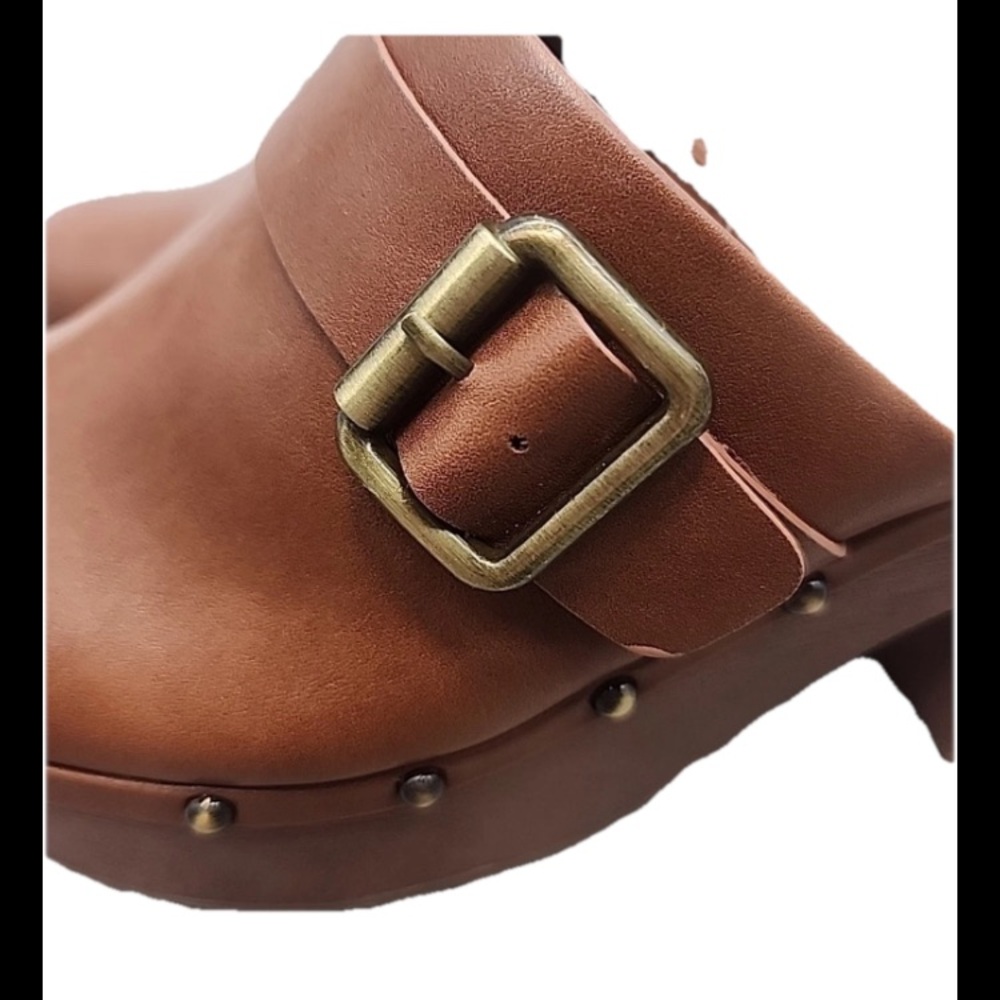 💜Time and Tru Brown Women’s Memory Foam Faux Leather Heel Clogs Size:10 - Picture 5 of 6